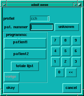Tekstvak: Figuur 1b, admit menu